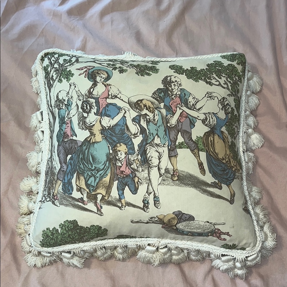 Vintage Style Decorative Pillow with Fringe New without tags All tassels intact